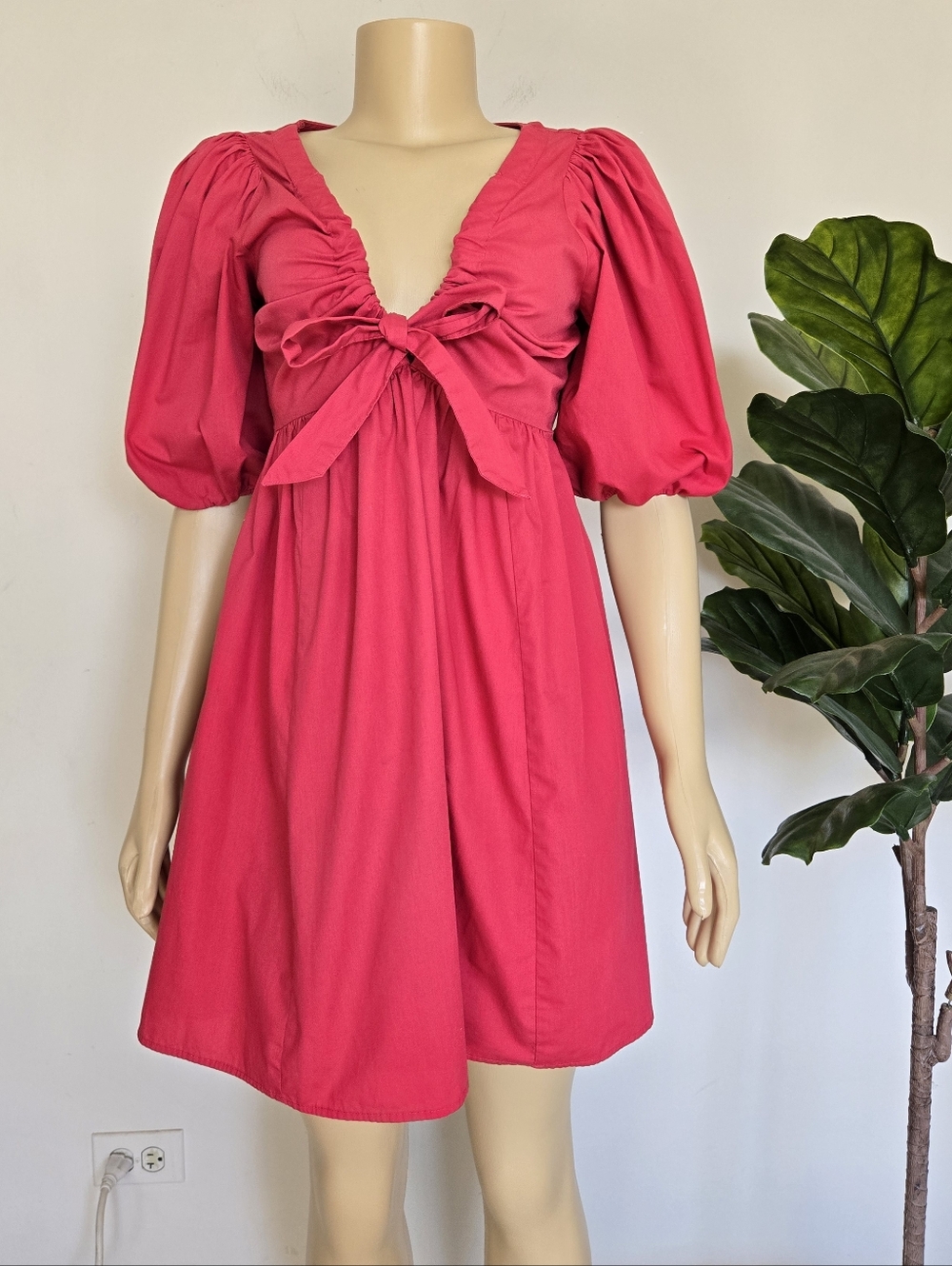 A&F Cotton Mini Dress bulging shoulders Princess Size S Pink Color Women's - Picture 2 of 11